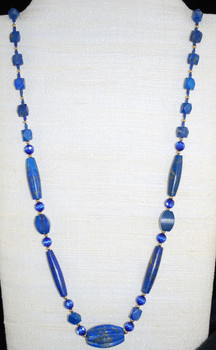 Satin finish Lapis Lazuli 30" necklace