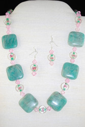 Full view of necklace set on white