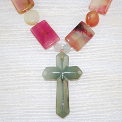 Flower Jade and New Jade Cross Pendant