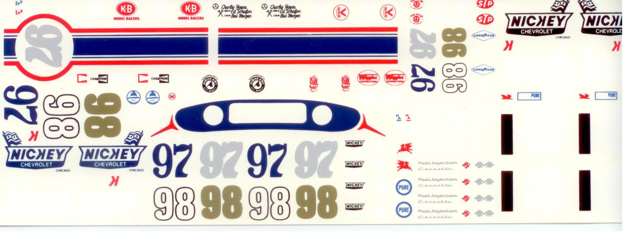 Fred Cady 98 1958-59 Corvette Purple People Eater//1965//66 McLaren Nickey decal