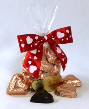 Bronze Hearts- Dark Chocolate 53%, Valentine Petite/Party Favor Bag