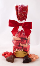 Red and Bronze 50/50 Hearts- Valentine Gift Bag