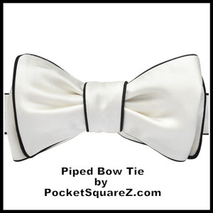 FORMAL PIPED BOW TIE WHITE