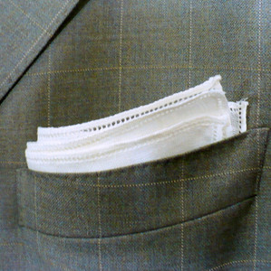 A Perforated White Cotton Full Pocket Square 