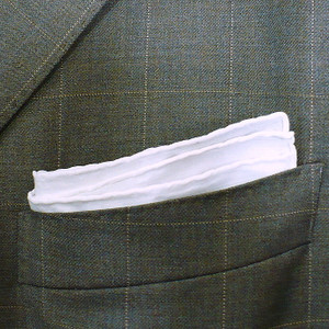 A Hand-Rolled White Cotton Full Pocket Square 