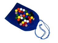 40 - 9/16" Glass marbles and drawstring storage pouch