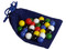 Marbles and Jokers 6-player set includes 30 glass marbles - 5 each of 6 colors and drawstring storage pouch