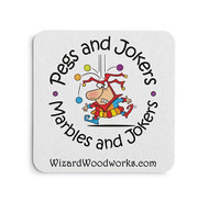 Add a set of playful Pegs and Jokers drink coasters to your order!