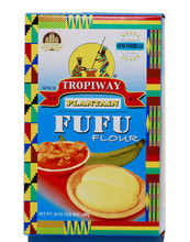 Fufu flour in Blue,Yellow, and Red box