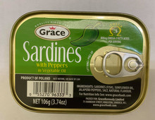 Grace Sardines with Green and Black label 