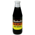Matouk's Mauby Concentrate 26oz packaged in a glass bottle with Yellow and Orange labeling 