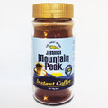 Mountain Peak Instant Coffee packaged in a glass bottle with Light Blue labeling 