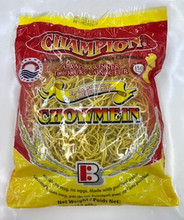 Champion Chowmein Noodles 12oz packaged in clear plastic with Yellow and Red labeling