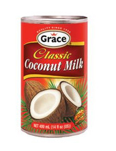 Grace Coconut Milk 13.5 oz in an aluminum can with Red and Orange labeling 