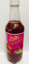 Solo Sorrel Soda 20oz in a plastic bottle with Dark Pink labeling