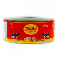 Tastee Cheese 2.2lb packaged in a aluminum tin with Red and Yellow labeling

Jamaican cheese
