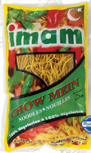 Imam chowmein vegetable noodles packaged in Clear plastic with Yellow, Green, and Red labeling. 