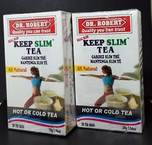Dr. Robert's Keep Slim Tea 20 count packaged in a white and red rectangular box. 