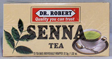 DR.ROBERT'S REAL SENNA TEA 25 COUNT packaged in a white and red box 