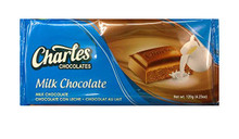 CHARLES MILK CHOCOLATE BAR 108 GRAMS
Milk Chocolate Bar wrapped in Blue Plastic Packaging