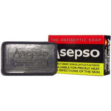 Asepso Antiseptic Soap 80 grams
Black, Red, and Yellow rectangle box packing 