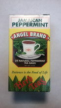 Jamaican peppermint tea bags in yellow box 