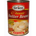 Grace Butter Beans 14oz in an aluminum can with Red labeling 