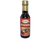 Grace Browning Sauce in a glass bottle with Red labeling 