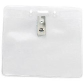 1815-1405 - BADGEHOLDER  HORIZONTAL CLEAR VINYL  TOP LOAD w/ 2-HOLE CLIP AND SLOT/CHAIN HOLES 100 PER PACK