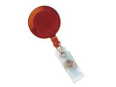 2120-4736 - RETRACT BADGEREEL TRANSLUCENT RED  ROUND SOLID FACE SPRING CLIP  CLEAR VINYL STRAP 25 PER PACK