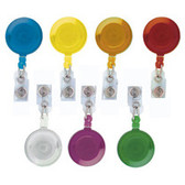 2120-4734 - BADGE REEL, TRANSLUCENT GREEN, ROUND SPRING CLIP REEL, NO STICKER, CLEAR STRAP 25 PER PACK