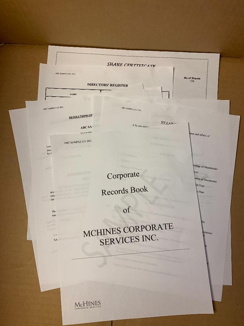 Everything you need for your Minute Book, without the Book!..  Included is a Form-Fill Corporate Summary Sheet, By-Laws, Resolutions, Ledgers, Sharess and more!