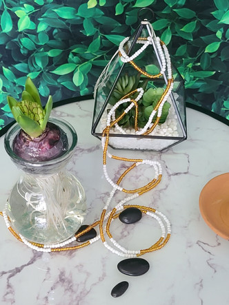 Ltd. Ed. Waist Beads - White & Gold
 * sold in different length from 46” adornments.