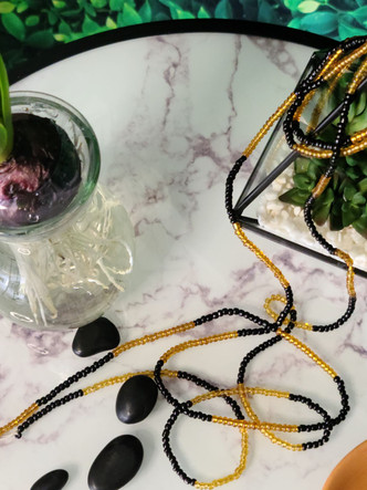 Ltd. Ed. Waist Beads - Black & Gold
 * sold in different length from 48” – 50” adornments.