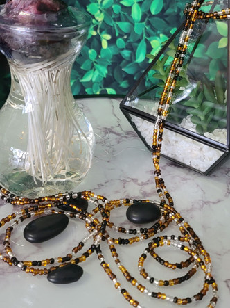 Ltd. Ed. Waist Beads - Ltd. Ed. Waist Beads - Black, Copper & Clear
 * sold in different length from 52” – 54” adornments.