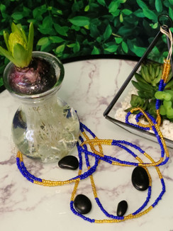 Ltd. Ed. Waist Beads - Opaque Blue & Gold
 * sold in different length from 47" adornments.