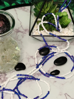 Ltd. Ed. Waist Beads - White & Iridescent Blue