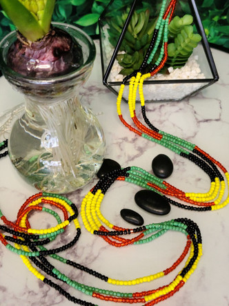 Ltd. Ed. Waist Beads - Opaque Green, Yellow, White & Clear Red
 * sold in different length from 47" - 48" adornments.