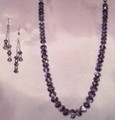 Handknotted Necklace and Earrings with Purple Resin Beads