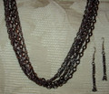 GunMetal Chain Multi-Strand Necklace and Earrings