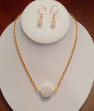 White Druzy with Fashion Gold Chain and Earwires
