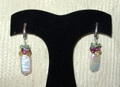 Sterling Silver Earrings with Cultured Pearls and Multi-colored stones