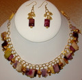 Gold-filled Necklace and Earrings with Mulit-Colored Jasper and Gold-plated beads