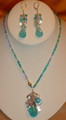 Necklace and Sterling Silver Earrings with Resin Beads and Semi-precious stones