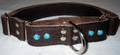 1" Chocolare Brown Leather Collar with Turquoise