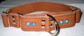 1" Tan Leather Collar with Turquoise