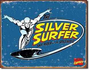 Marvel Silver Surfer Lithographed Metal 8x12 Inch Tin Sign