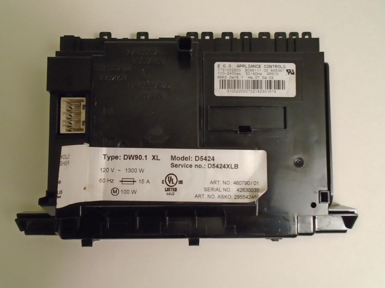 asko dishwasher control panel