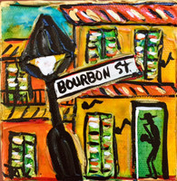 Bourbon St. Mini Painting - New Orleans Art