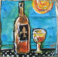 Fleur de lis with bottle & glass mini Painting